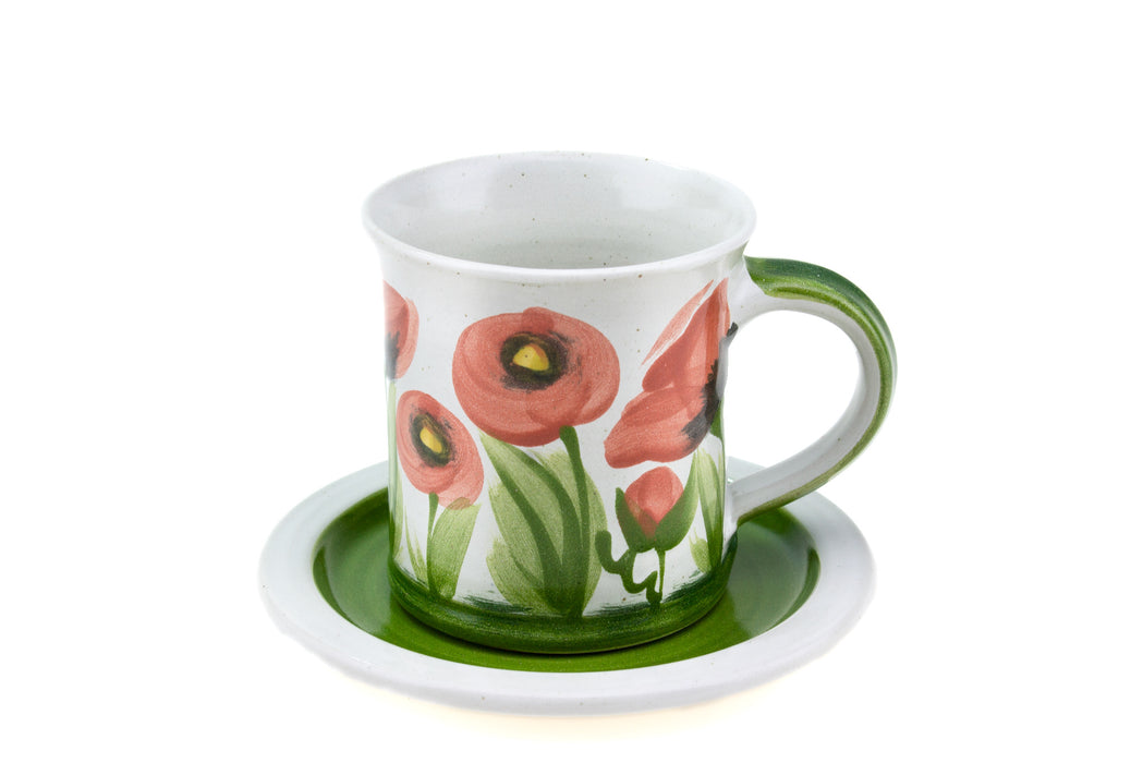 Untertasse Tasse gerade Mohnblume