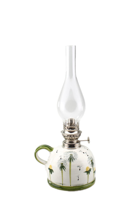 Petroleumlampe Größe II Pusteblume bauchiges Glas