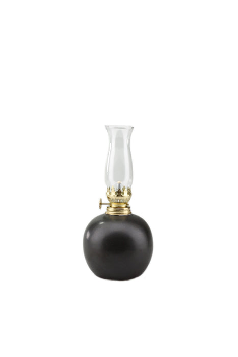 Petroleumlampe 0 schwarz mit bauchigem Glas