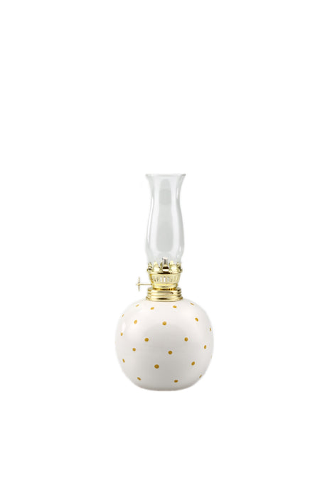 Petroleumlampe 0 weiß mit gelben Punkten