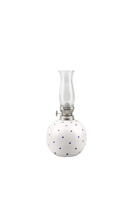 Petroleumlampe 0 weiß mit blauen Punkten