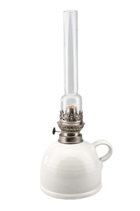 Petroleumlampe III weiß gerades Glas