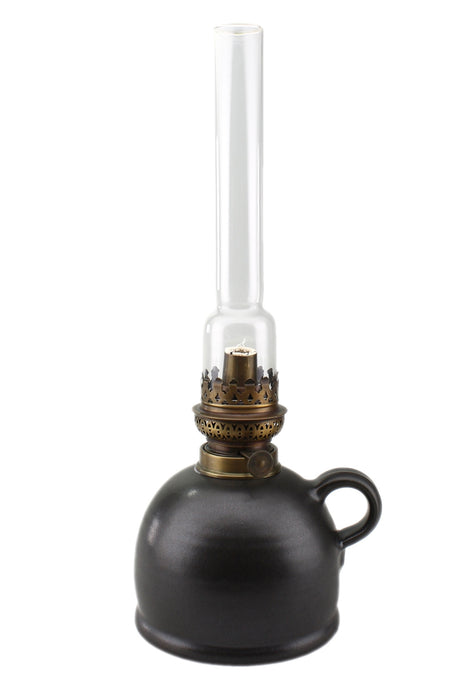 Petroleumlampe III schwarz gerades Glas