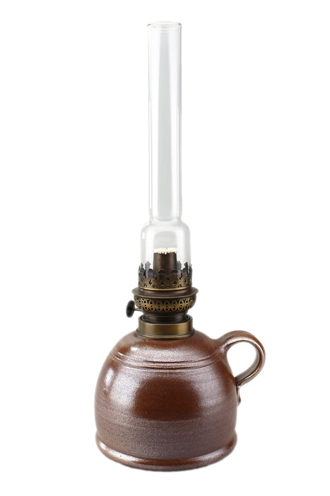 Petroleumlampe III braun gerades Glas