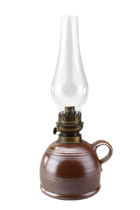 Petroleumlampe III braun bauchiges Glas
