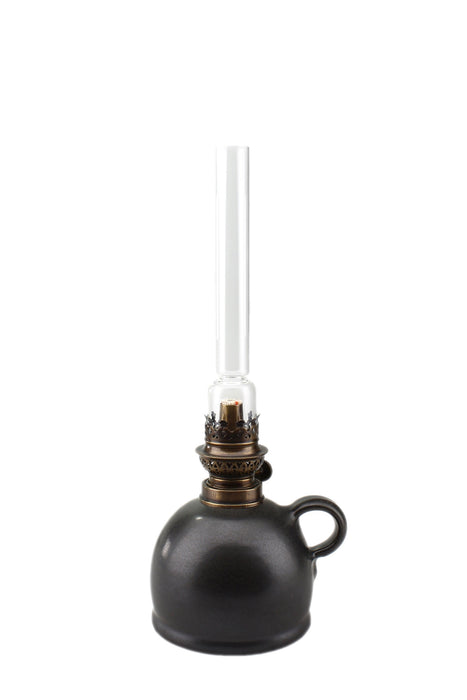 Petroleumlampe Größe II schwarz gerades Glas