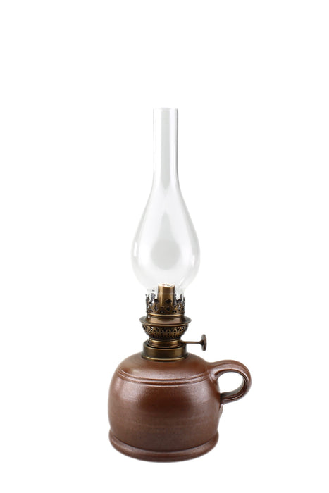 Petroleumlampe Größe II braun bauchiges Glas