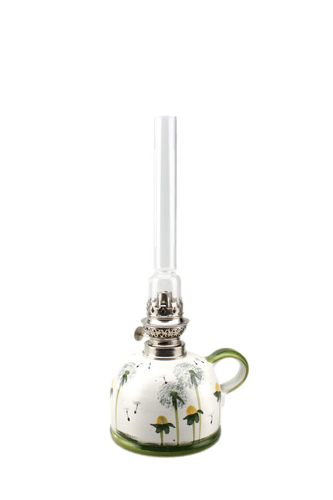 Petroleumlampe Größe II Pusteblume gerades Glas