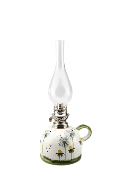 Petroleumlampe Größe II Pusteblume bauchiges Glas