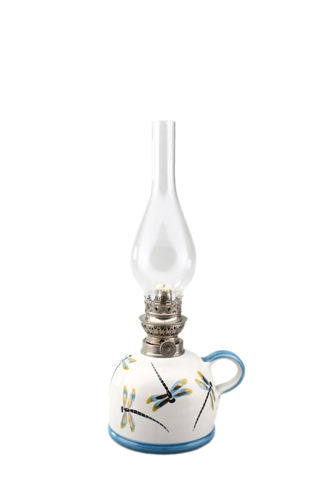 Petroleumlampe II Goldlibelle bauchiges Glas