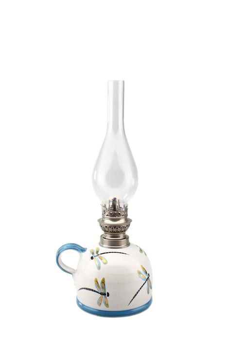 Petroleumlampe II Goldlibelle bauchiges Glas