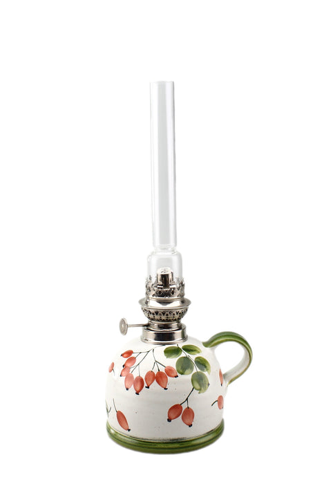 Petroleumlampe II Hagebutte gerades Glas