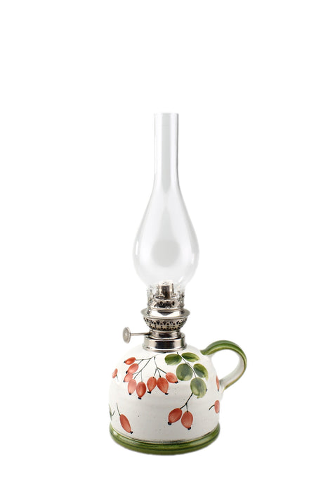 Petroleumlampe II Hagebutte bauchiges Glas