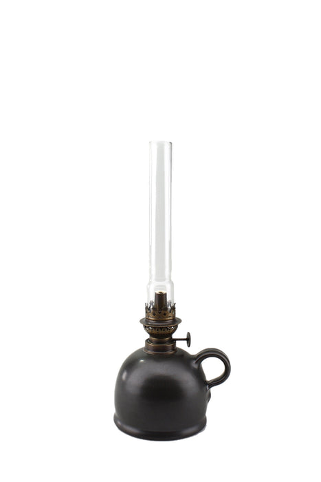 Petroleumlampe I schwarz gerades Glas