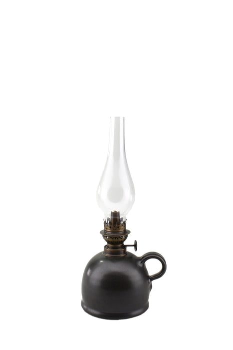 Petroleumlampe I schwarz bauchiges Glas