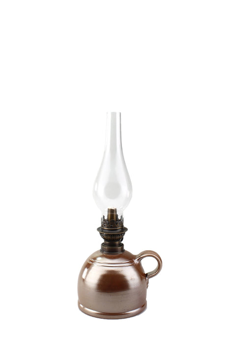 Petroleumlampe I braun bauchiges Glas